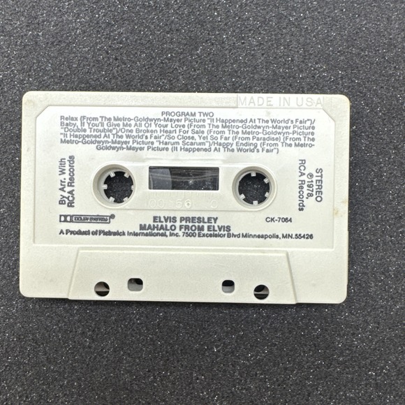 Original 1978 Elvis Presley Mahalo From Elvis Cassette Pickwick - Picture 3 of 5